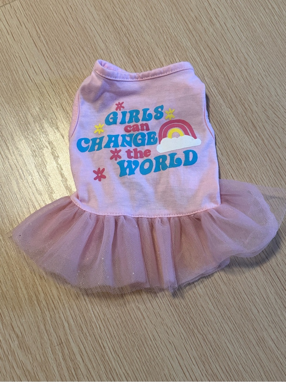 Girls Can Change The World Pink Tulle Dog Dress - Cute Pet Outfit